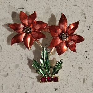 Vintage poinsettia brooch pin
